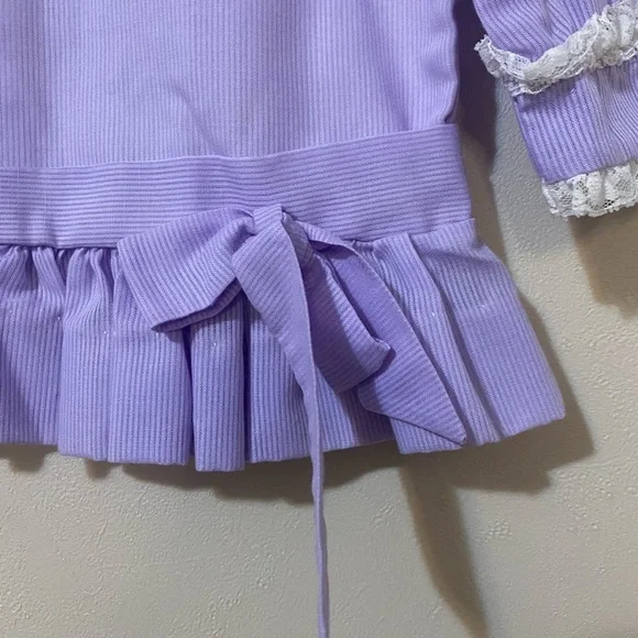 Vintage Blouse Shirt Baby 3T Lavender Purple Long Sleeve Collar Lace - Picture 2 of 10